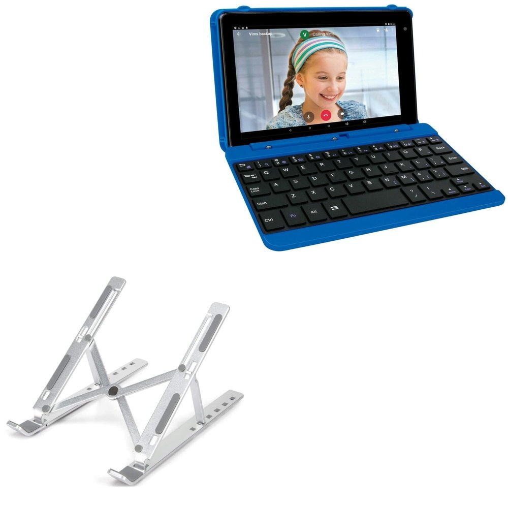 BoxWave Stand and Mount Compatible with RCA Voyager Pro (7 in) - Compact QuickSwitch Stand, Portable Multi Angle Viewing Foldable Riser - Metallic Silver