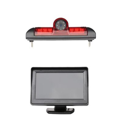 170 Degree Car Brake Light Rear View Camera Compatible with Peugeot Boxer Citroen Jumper with 4.3 Inch Display Screen(Brown)