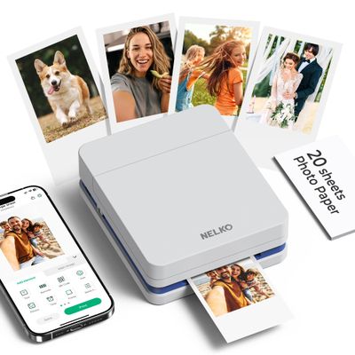 Nelko PP01 Instant Smartphone Photo Printer, Portable Mini Color Wireless Mobile Printer, Sticky-Back Photos, Bluetooth Compatible with iOS & Android Devices, Fun Editing App, Beige