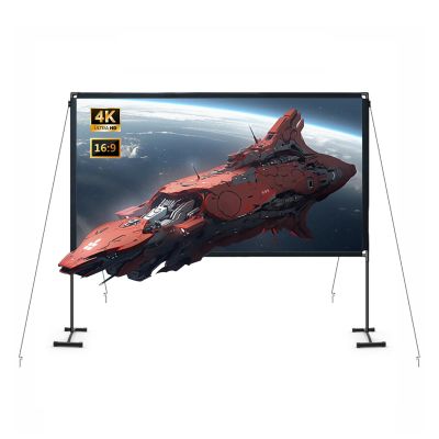100/120in Portable Outdoor Projection Screen with Stand, 16:9 3D 4K Ultra HD Movie Screen, Anti-Crease for Home Theater Camping(100"(16:9))