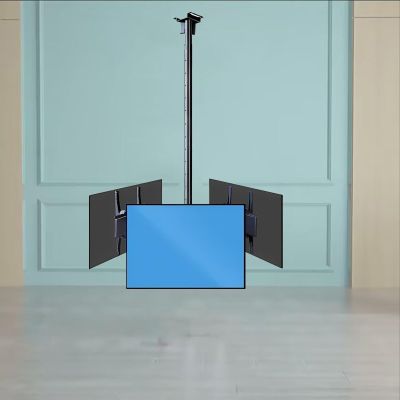 Triple Sided Ceiling TV Mount, Adjustable Height Telescoping Tilt and Swivel Triple Screen TV Ceiling Mount for Commercial
