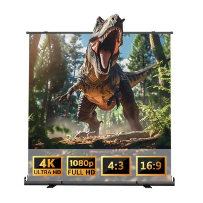 60 72 80 84 100 inch Manual Retractable Projection Screen, Floor Pull Up Scissor Backed Movie Screen for Home Theate Outdoor Indoor(84 inch)