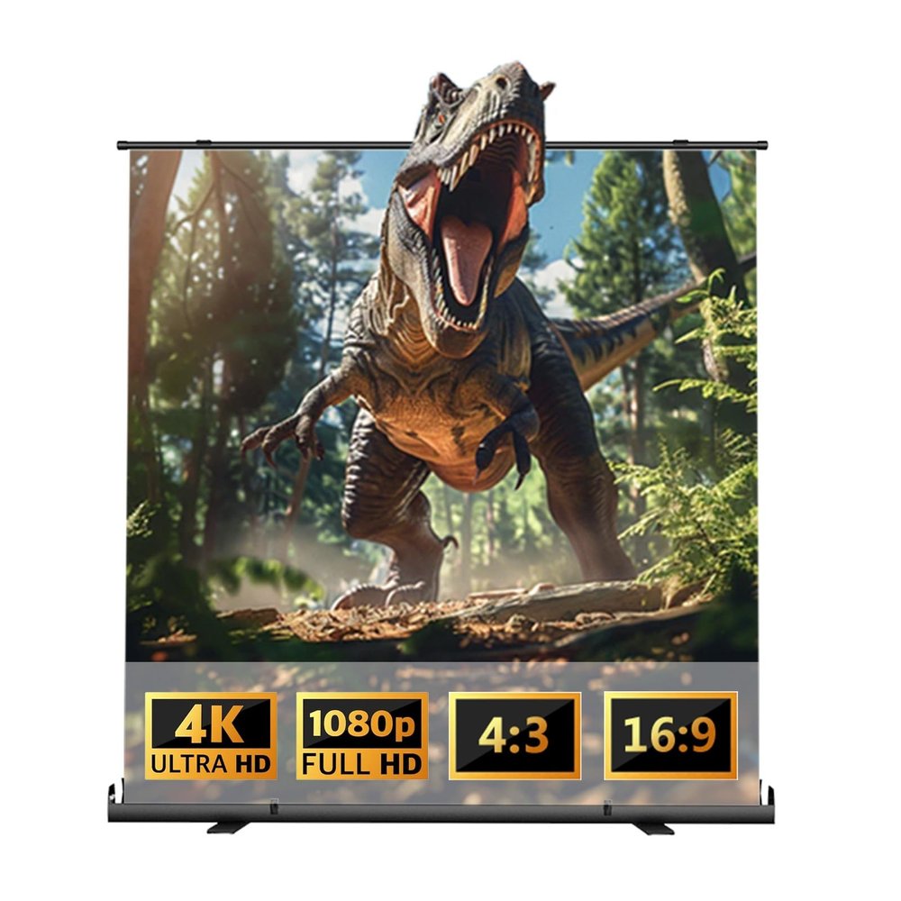 60 72 80 84 100 inch Manual Retractable Projection Screen, Floor Pull Up Scissor Backed Movie Screen for Home Theate Outdoor Indoor(84 inch)