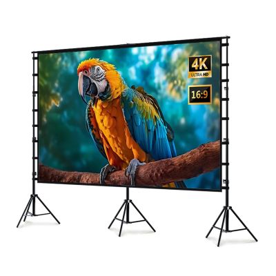180 inch Outdoor Mobile Movie Screen with Tripod Stand, 16:9 Portable Projector Screen, Foldable for Home Theater Camping