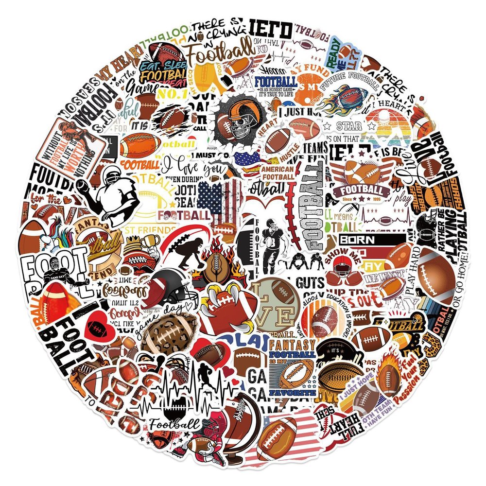 100Pcs American Football Rugby Stickers Pack - Waterproof Stickers for Party Favors,Gifts,Scrapbooking,Laptop,Water Bottles,Skateboards,Mobile Phone SPJHSL