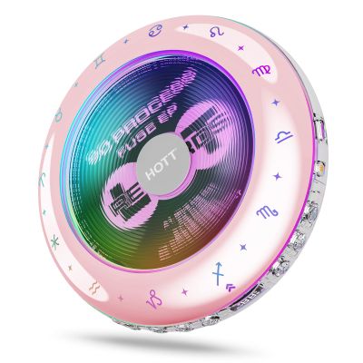 HOTT C901 CD Player Portable,Kpop Album CD Players with Bluetooth 5.3 Anti Skipping cd Player Rechargeable 1800mAh with Support TF Card/12 Astrology Signs/RGB Light Small CD Players for Car Travel