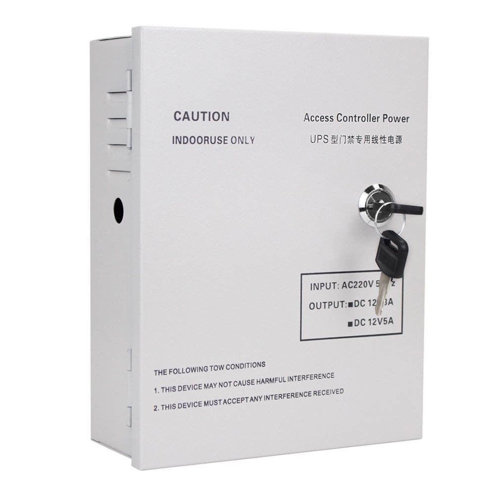 AccessShield - Power supply box, DC12V 5A emergency supply control system with keys for access control and intercom