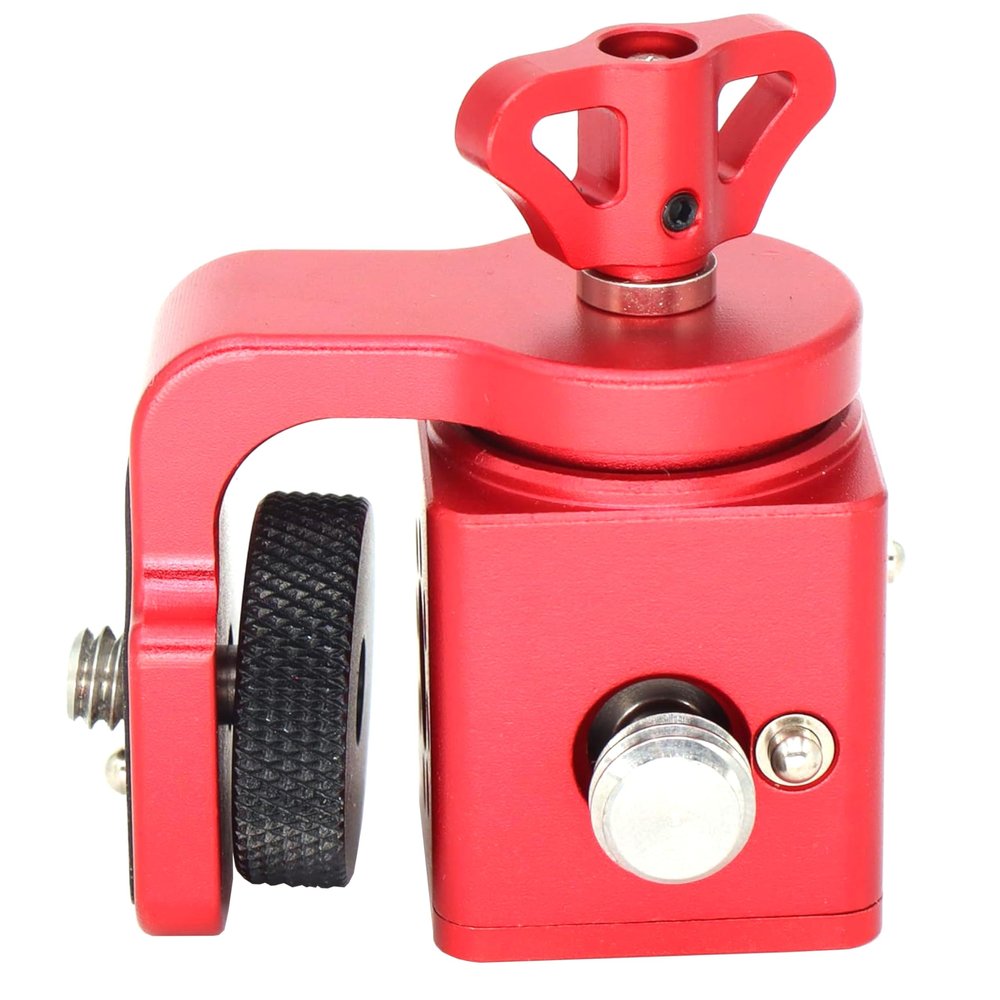 Rotating Pan Tilt Bracket Monitor Bracket, Adjustable Back and Forth Tripod Mount Ball Head DSLR Camera Arca Swiss Compatible with Locating Pins 3/8" 1/4" Fixed Screws (RED)