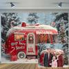 20X10ft Christmas Backdrop Adventure Camper Xmas Tree RV Photography Background Winter Holiday Party Photo Booth Family Portrait Decor Supplies Photo Studio Props Wall Decor Banner view 2