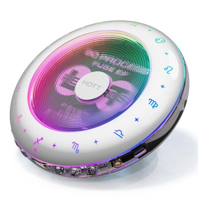 HOTT C901 CD Player Portable,Album CD Players with Bluetooth 5.3 Anti Skipping cd Player Rechargeable 1800mAh with Support TF Card/RGB Light Small CD Players for Audiophiles Car Travel