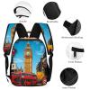 100% BLUE COLLAR Travel Laptop Bookbag Daypack Set British Flag London (2) Backpack Lightweight Bookbag with Lunch Box Cosmetic Bag view 3