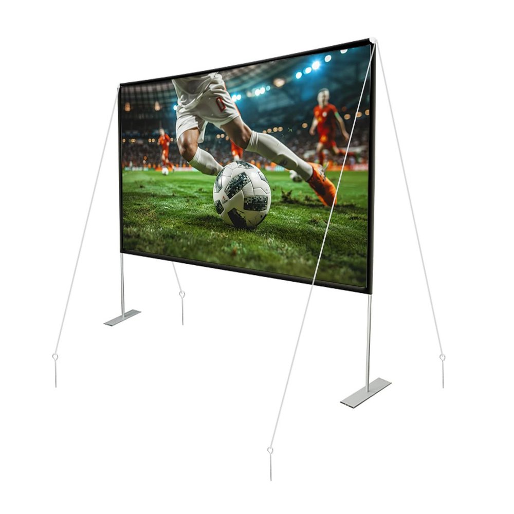 80" 100" 120" Outdoor Movie Fiberglass Screen with Stand, 16:9 Ultra HD Mobile Projection Screen, for Camping Home Theater(80"(16:9))