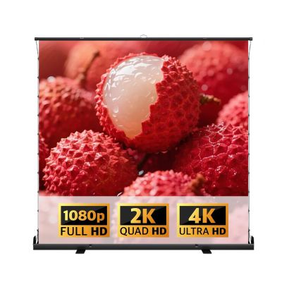 60/72/80/92in 4K HD Movie Screen with Adjustable Height, 3D Ultra HD Floor Pull Up Scissor Backed Projector Screen for Outdoor Indoor(72 Inch)