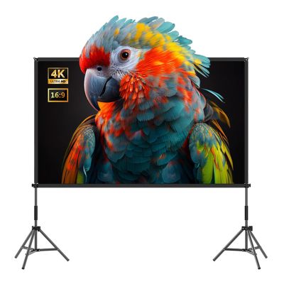 84" 100" 120" Foldable Portable Projector Screen with Tripod Stand, 16:9 3D 4K HD Outdoor Movie Screen, Ideal for Backyard Movie Night(120"(16:9))