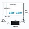 84" 100" 120" Foldable Portable Projector Screen with Tripod Stand, 16:9 3D 4K HD Outdoor Movie Screen, Ideal for Backyard Movie Night(120"(16:9)) view 3