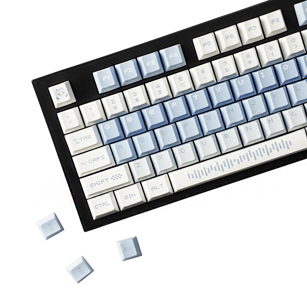 YMDK 143 Keys Snow Future Keycaps Little Snowman Cute Minimalist Style Cherry Profile Dye Sub Custom Keycap for 75/87/98/104/108 MX Mechanical Keyboard