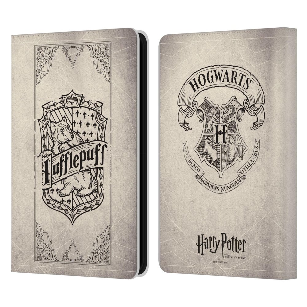 Head Case Designs Officially Licensed Harry Potter Hufflepuff Parchment Sorcerer's Stone I Leather Wallet Case Compatible with Amazon Kindle 11th Gen (2024)