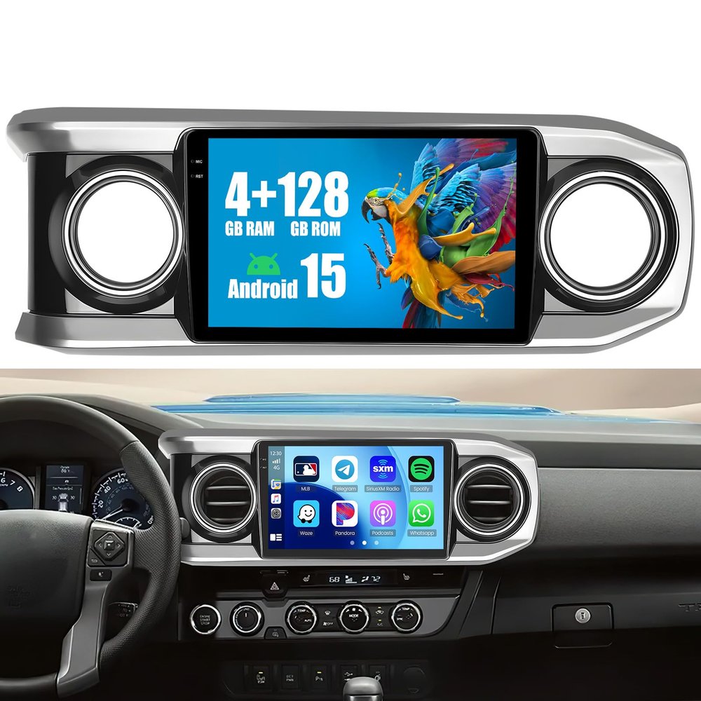 4+128G Radio for Toyota Tacoma 2016-2020, 10.1" Touch Screen for Tacoma Radio Kit with Wireless CarPlay/Android Auto, WiFi, Bluetooth 5.0, EQ, GPS Navigation, 1280 * 720, Backup Camera