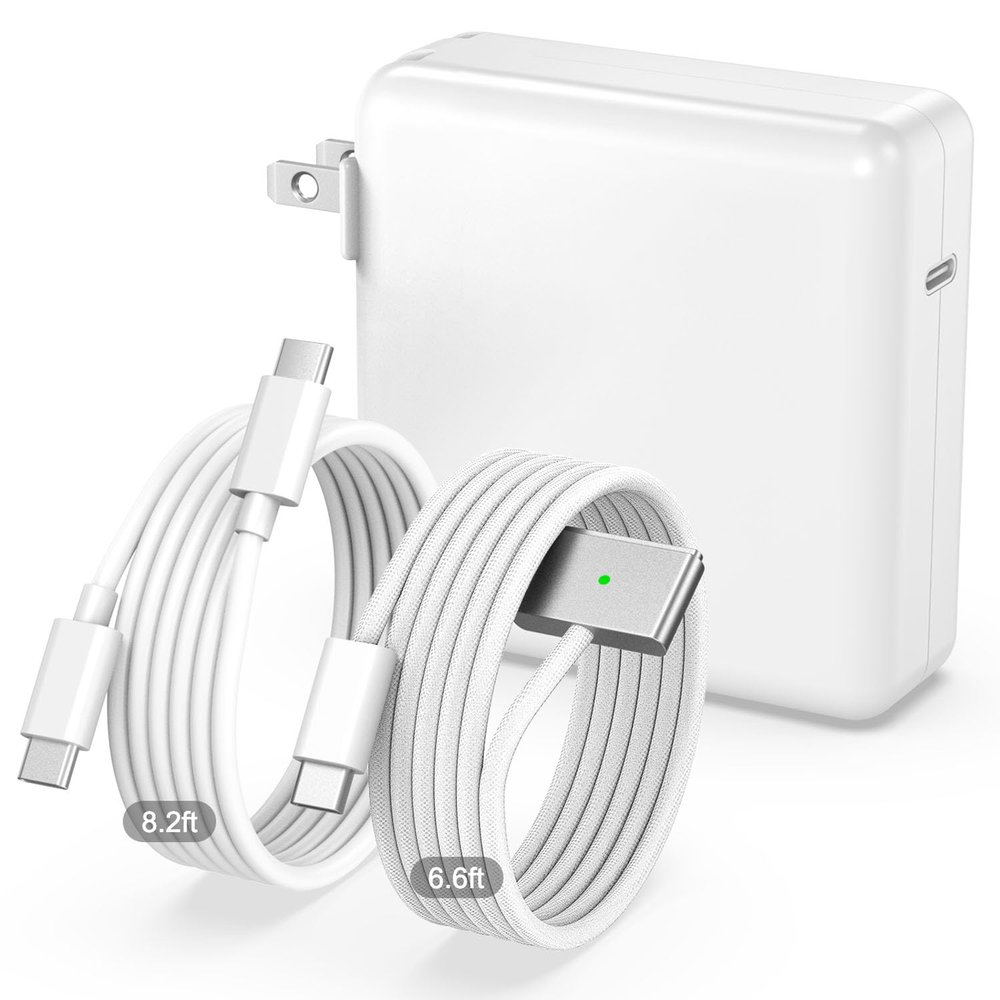 100W Charger for MacBook Pro 14 16 inch MacBook Air 13 15 inch 2026-2021 M5 M4 M3 M2 M1, 100W GaN Power Adapter, 6.6FT USB C to 3 Magnetic 3 Cable, 8.2FT USB C to C CableOriginal Quality