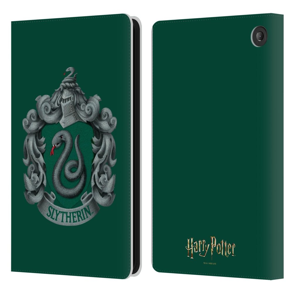 Head Case Designs Officially Licensed Harry Potter Slytherin Crest Chamber of Secrets I Leather Wallet Case Compatible with Amazon Fire 7 2022