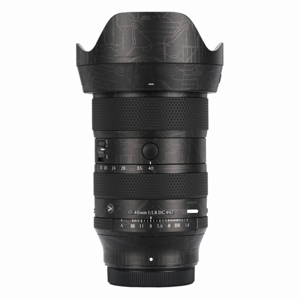 Mebont Camera Decal Skin for Sigma 17-40mm F1.8 DC ART 3M Material Sticker Waterproof Lens Protector(Circuit Black)