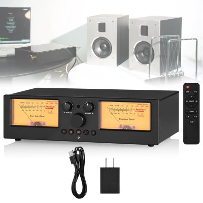 350W Audio Splitter Switcher Box, Analog Dual VU Meter, DB Panel Sound Level Indicator, 60 * 35mm VU Meter, with Remote Control, Compatible BTL, Class A, Class B, Class AB, Class D