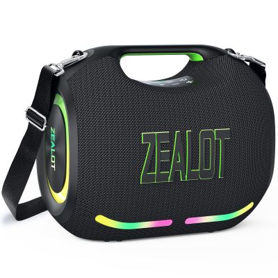 ZEALOT ZE01 Portable Bluettoth Speaker,120W Powerful Loud Stereo Deep Bass Wireless Boombox,Large Speakers for Party Support Dual Pairing/AUX/USB/TF Card/EQ/40H Playtime/Led Light Ideal for Camping