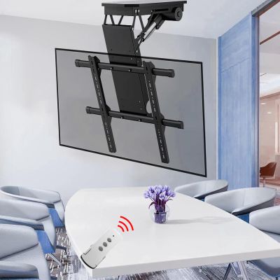 DPQYJPP TV Wall Mount Motorized, 0-85 Flip Down, Hidden Drop Down TV Lift, Adjustable Ceiling TV Mount Bracket, Motorized Flip Down TV Roof Ceiling Mount, Fits 50-90 Inch TVs