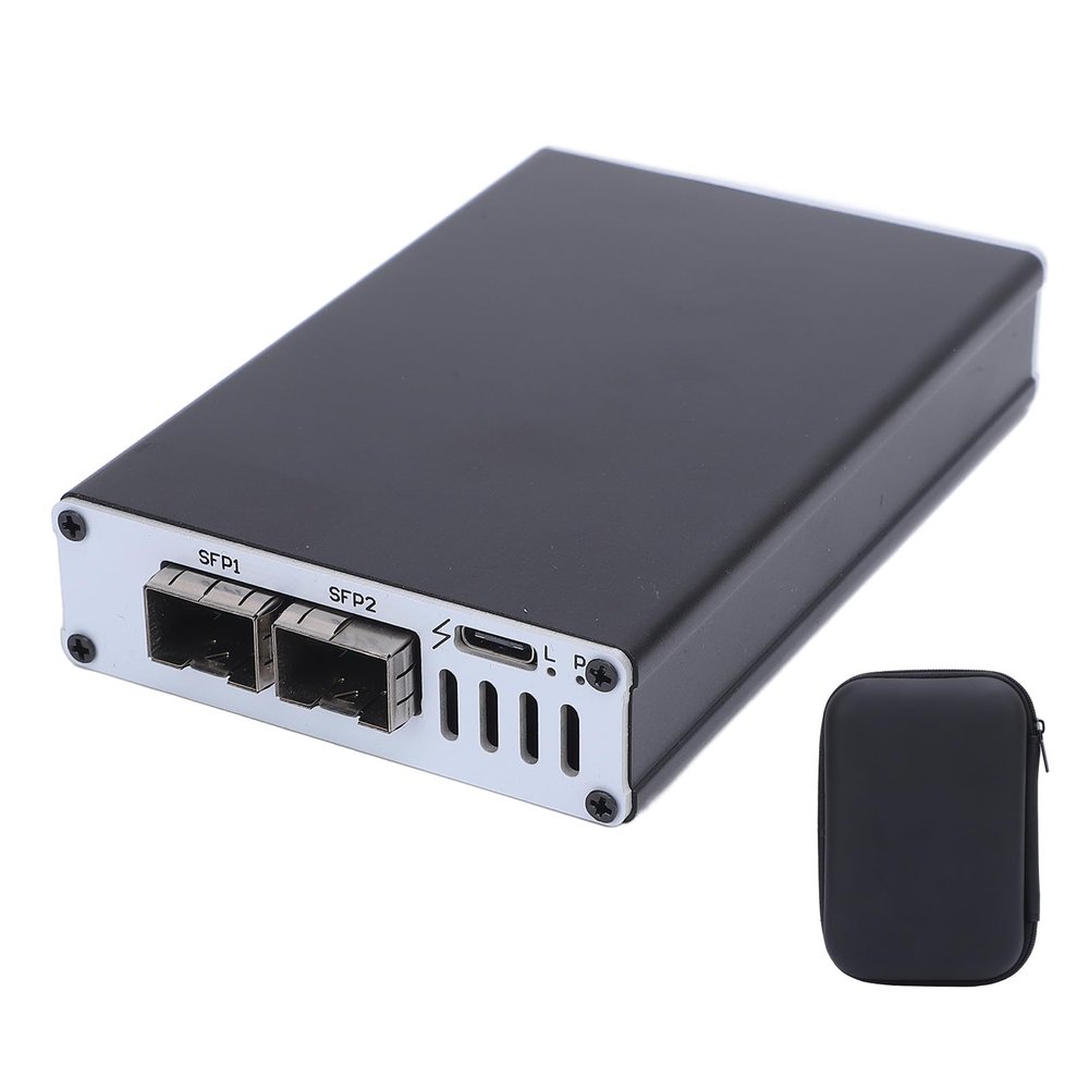 VBESTLIFE 10G Ethernet Adapter, Aluminum USB4 SFP Fiber Port 10 Gigabit Network Adapter with 10Gbps Transfer Rate (Dual Port)