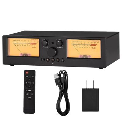 Dual Analog VU Meter, 2-Way Amplifier/Speaker Switch, 2-IN-2-OUT Audio Switcher Box, with DB Panel Display, Support Simultaneous Output, 20 Levels Gain/30 Levels Sensitivity, for Home