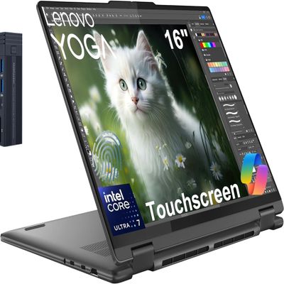 Lenovo Yoga 7i 2-in-1 16" FHD 2K Touchscreen Laptop, Intel Core Ultra 7 155U, 16GB RAM 2TB SSD, Backlit Keyboard, Fingerprint Reader, Wi-Fi 6E, Bluetooth 5.3, Webcam, Windows 11 Home, Storm Grey