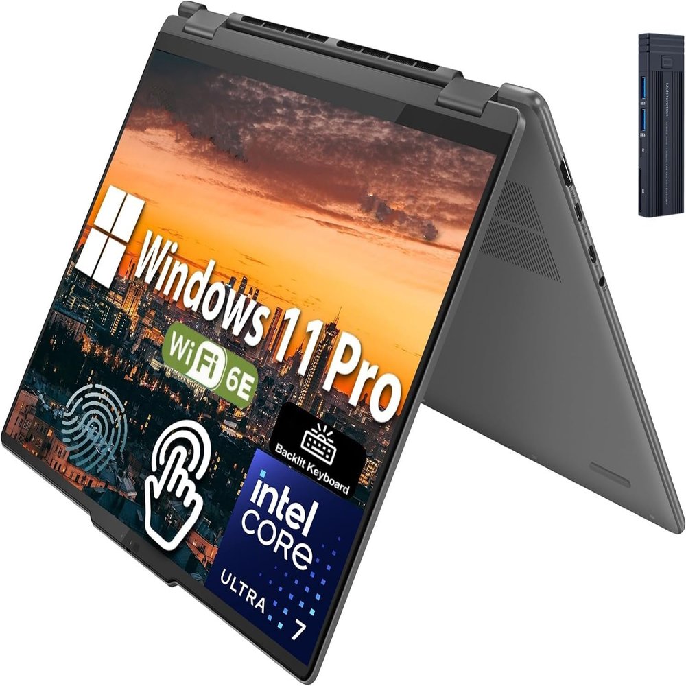 Lenovo Yoga 7i 2-in-1 16" IPS 2K Touchscreen Laptop, Intel 12-Core Ultra 7 155U, 16GB RAM 2TB SSD, Wi-Fi 6E, Bluetooth, Backlit Keyboard, Fingerprint Reader, Webcam, Windows 11 Pro, Storm Grey