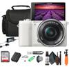 Sony Alpha a5100 Mirrorless Camera with 16-50mm Power Zoom Lens | 24.3MP APS-C Sensor, Fast Hybrid Autofocus (White) + 64GB Card + Card Reader + Case + Flex Tripod + Hand Strap + Memory Wallet + More view 1