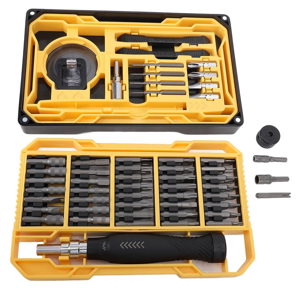 Luocute Bit Set, 74 Pieces Repair Devices with Flexible Shaft, Magnetic Tip and Rotating Handle for Smartphone, PC, Laptop, 360 Rotating Tip