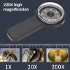 Diydeg Magnifying Glass with Light, 200X Handheld Magnifying Glass, 2in HD Screen Lighted Magnify Len Magnifier for Kids, Senior, Reading, Inspection, Jewelry (Black) view 2