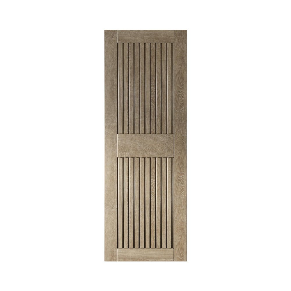 Homacer 30 in. x 84 in. Vertical Stripe Design Classic Gray Finished & Unassembled Pine Wood Barn Door (Interior Use Only)