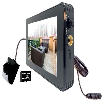 Lawmate PV-1000AHD WiFi Capable 1080P Ultra HD Analog 5000mAh 5" Touch Screen DVR with Covert Digital Button Camera BU-18NEO(Cone) Kit with 128GB Micro SD Card