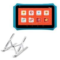 BoxWave Stand and Mount Compatible with Nabi Fisher-Price Learning Tablet - Compact QuickSwitch Stand, Portable Multi Angle Viewing Foldable Riser - Metallic Silver