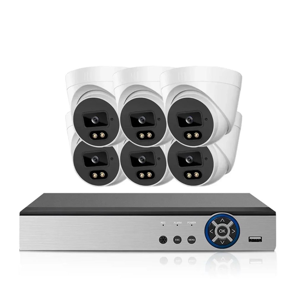 4K 8CH AHD DVR HD 8MP Cameras CCTV System Kit H.265+ Motion Detection Outdoor Smart IR-Cut Night Vision Surveillance Set(None,8CH DVR 6PCS Camera_UK Plug)