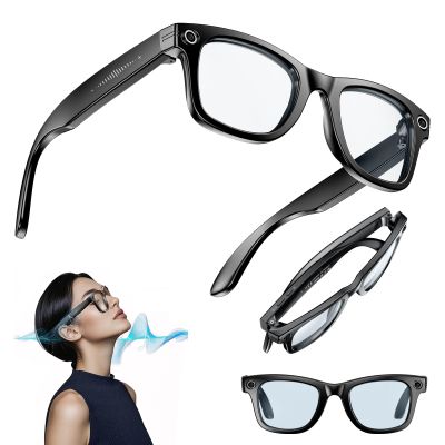 Lezekar Smart Glasses for Men and Women with Speaker/Bluetooth Sunglasses,8mp Ai Bluetooth Camera Glasses with Music & Call Features,IP65 Waterproof with Support Multiple Translations(Blue)