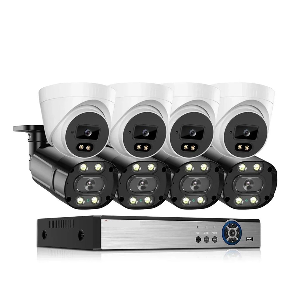 4K 8MP AHD CCTV BNC Camera Security System Kit 8CH DVR Face Detction Color Night Vision Camera Set Video Surveillance System(None,8CH DVR 8 Camera_EU Plug)