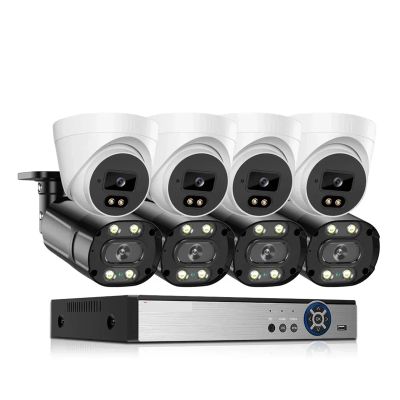 4K 8MP AHD CCTV BNC Camera Security System Kit 8CH DVR Face Detction Color Night Vision Camera Set Video Surveillance System(None,8CH DVR 8 Camera_UK Plug)