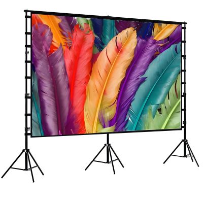 180 Inch Projector Screen with Stand, Foldable Front Rear Projection Movie Carry Bag for Outdoor Nights, Camping