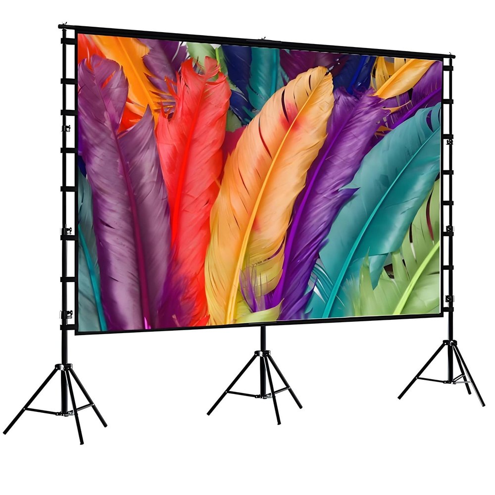 180 Inch Projector Screen with Stand, Foldable Front Rear Projection Movie Carry Bag for Outdoor Nights, Camping
