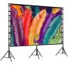 180 Inch Projector Screen with Stand, Foldable Front Rear Projection Movie Carry Bag for Outdoor Nights, Camping view 1