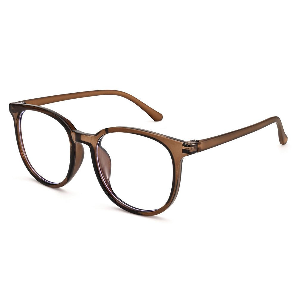 Dollger Oversize Round Blue Light Blocking Glasses for Woman, Large Circle Fashion Eyeglasses Frame Cute Computer GlassesBrown