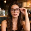 Dollger Oversize Round Blue Light Blocking Glasses for Woman, Large Circle Fashion Eyeglasses Frame Cute Computer GlassesBrown view 2