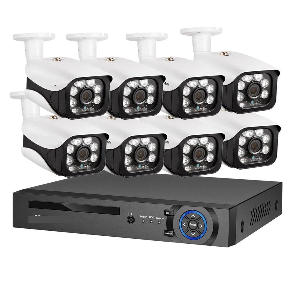 8MP Security Camera System 4K POE NVR Outdoor Video Surveillance Kit Home IP CCTV Camera Set(None,8CH NVR and 8 Camera)