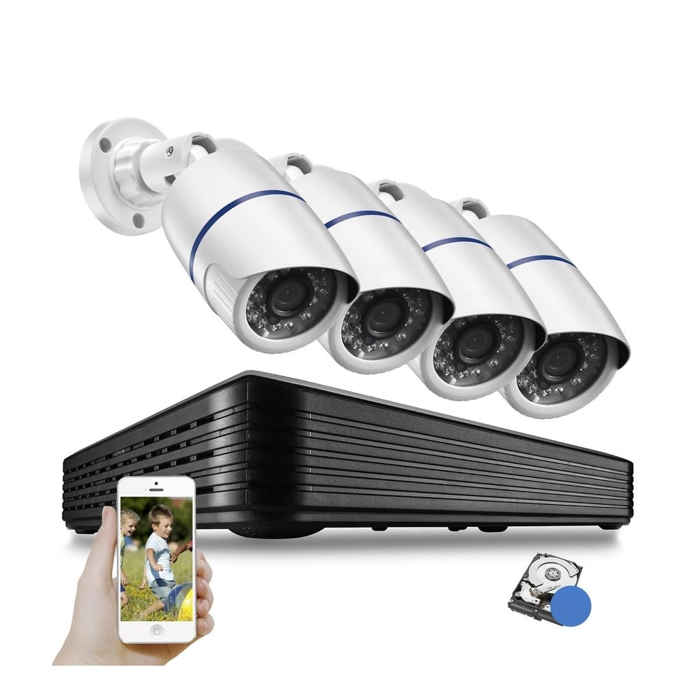 4CH NVR 5MP POE H.265 Security Camera System Kit Audio IP Camera IR Outdoor Waterproof Home CCTV Video Surveillance Set(None,2PCS 5MP Cameras)