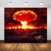 Loccor 15x10ft Fabric Atomic Bomb Nuclear Explosion Backdrop Nuclear Detonation Mushroom Cloud Ruin Destroyed City End of The World Background Party Decorations Photo Props view 1